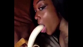Black Girl Swallows on a banana
