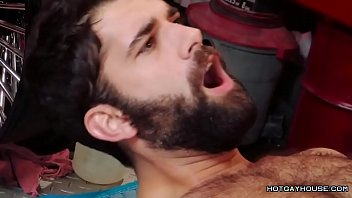 Bearded gay dude sucks dick and fucks
