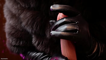 FREE video: handjob in leather gloves and fur and "cum inside me" invitation (Arya Grander)
